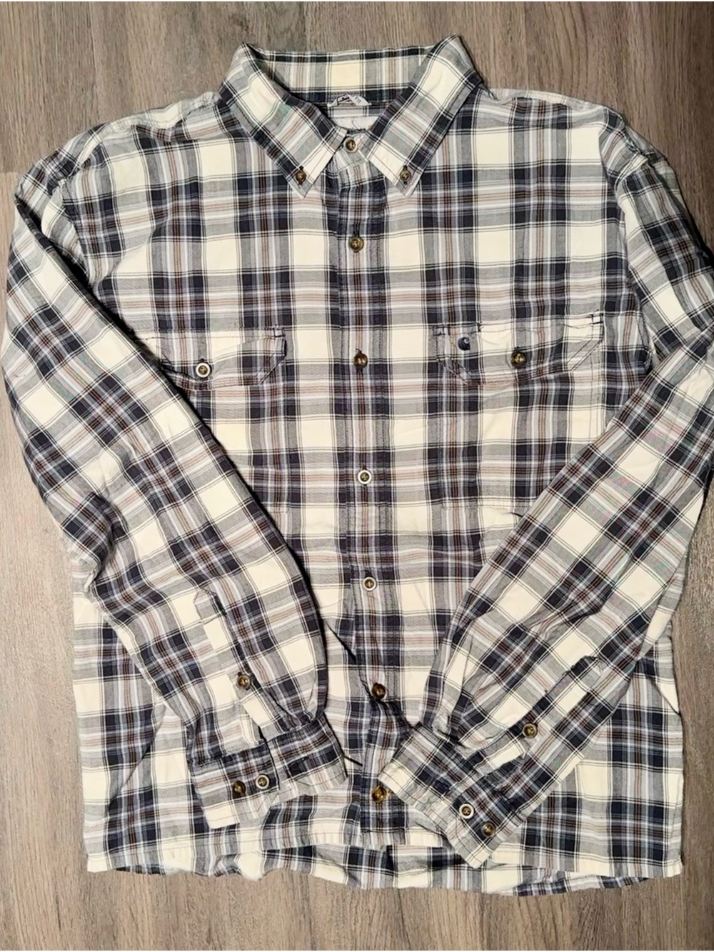 Carhartt Men's Multi/Off-white, Navy Neutral Plaid Button-Down Shirt Relaxed XL - Picture 1 of 7